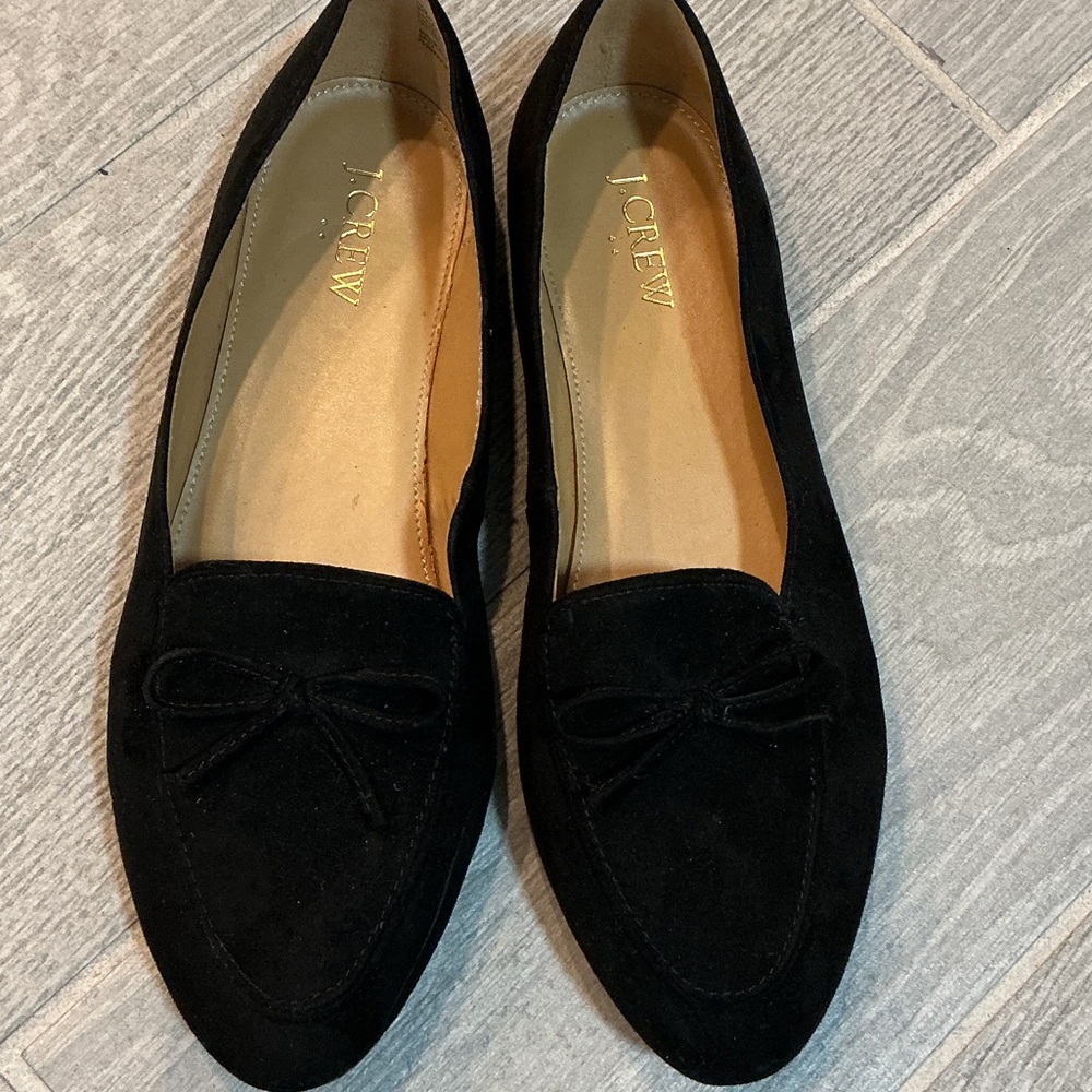 J. Crew Black Textile Bow Loafers Womens Sz 8.5